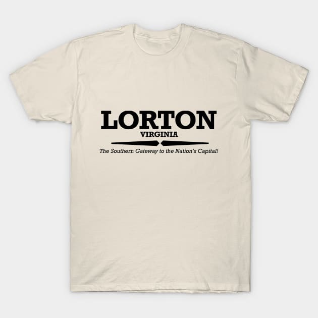 Lorton, VA - Black Print T-Shirt by Swift Art